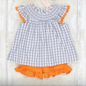 marie nicole orange and blue short set size 8